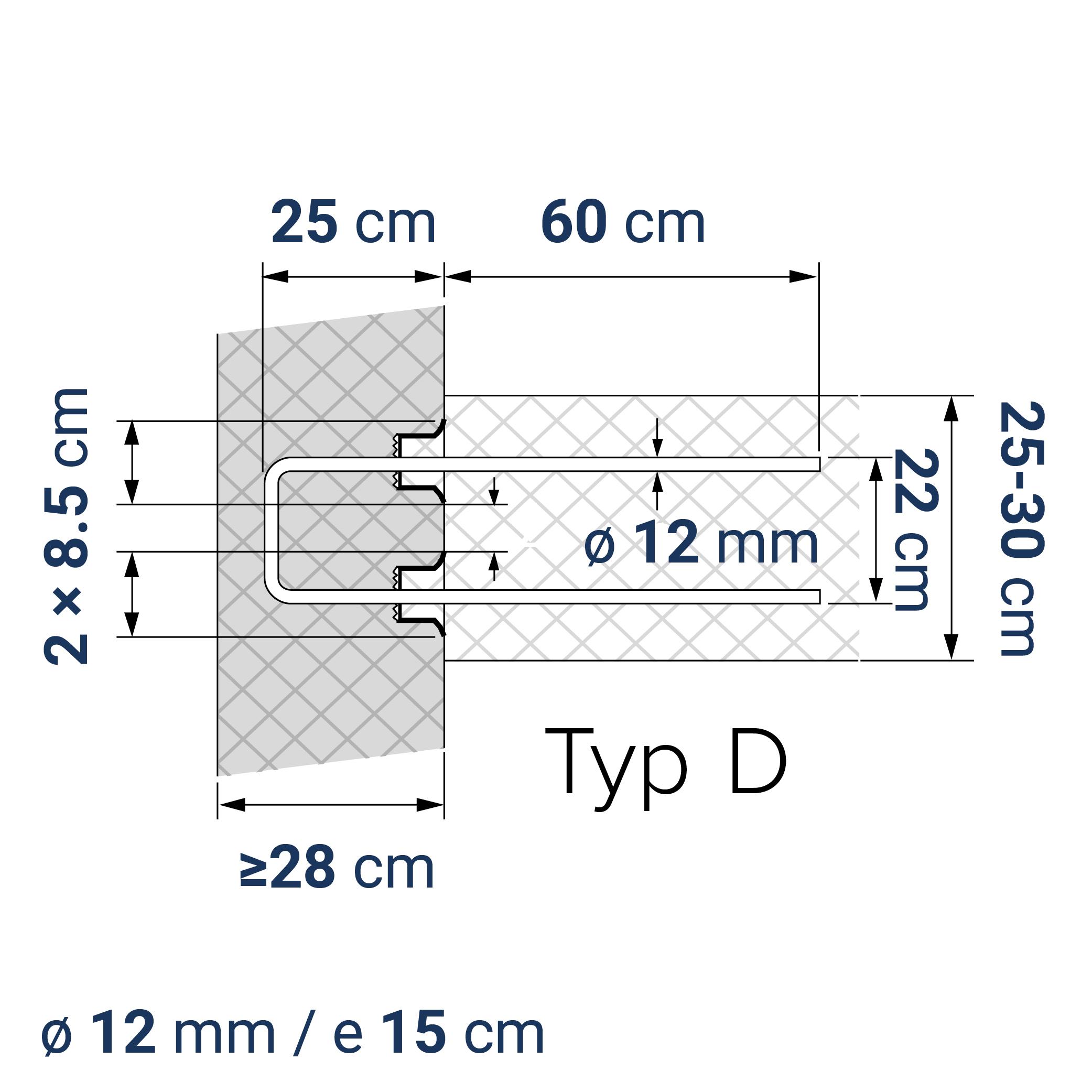 A431000400 7640425419792 BE-BOX® Bewehrungsbox Typ D22-12-15 h25 lü 60 | Variante zu COMAX 40B | 125 cm | 10.93 kg/m